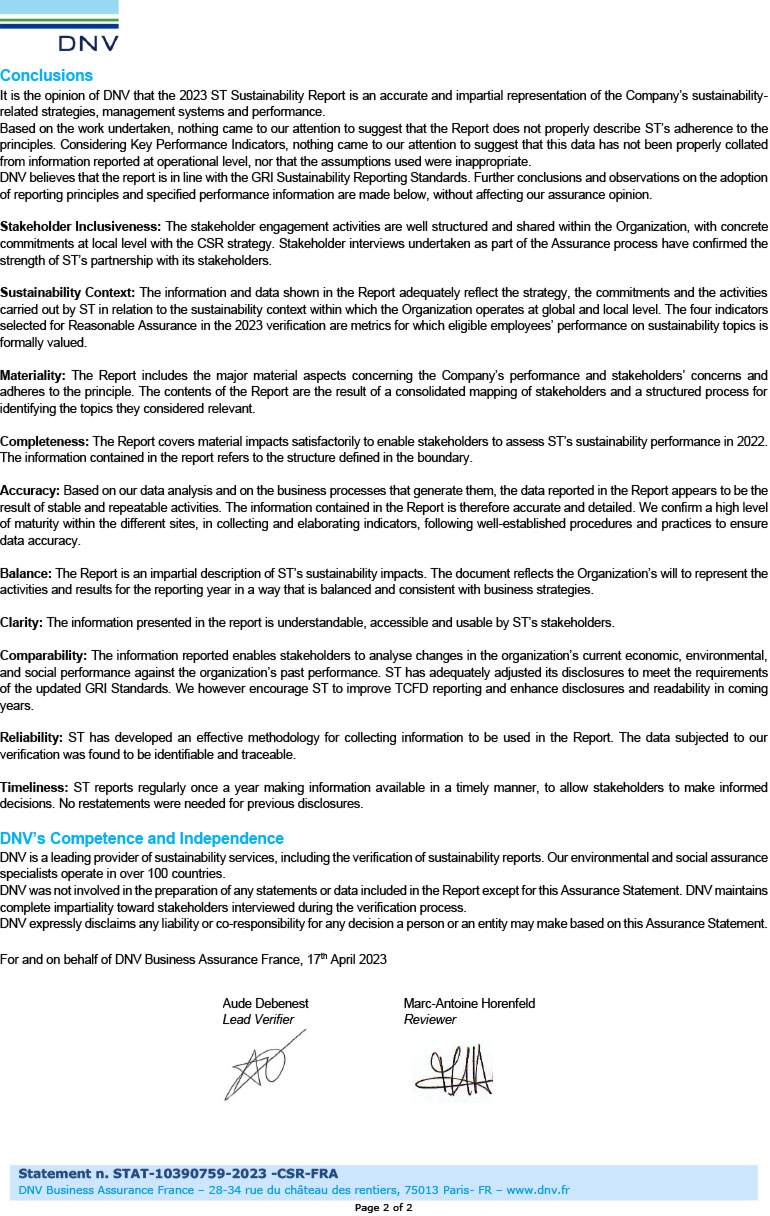 Second page of the assurance report (photo)
