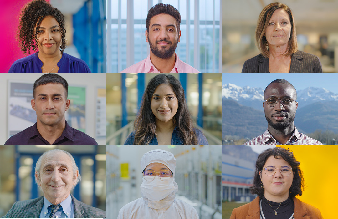 Collage showing nine employees